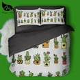cute decorative small potted pattern bedding set black + white Quilt