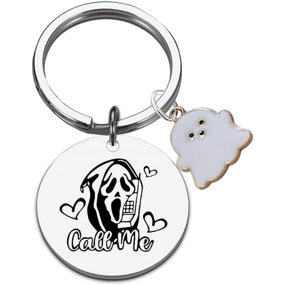 cute ghost charms stainless steel keychain holloween gift for kid boys and girls