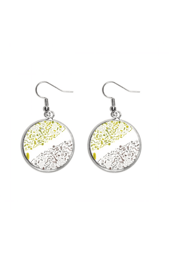 cute green creature cell illustration ear dangle silver drop ear jewelry woman