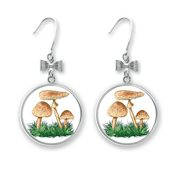 cute green truffle illustration bow earrings drop stud pierced hook