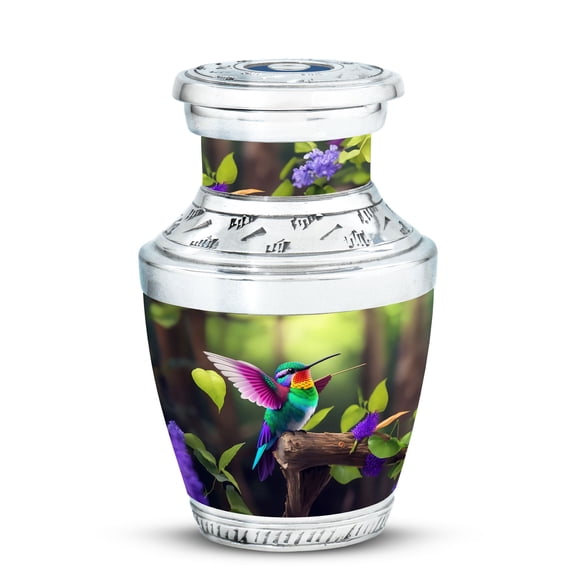 cute hummingbird with colorful plumage Small Memorial Urn for Precious Memories - Compact Keepsake for Ashes Funeral Urns For Human Ashes - Memorial Urns 3 Inch, 1 Pc
