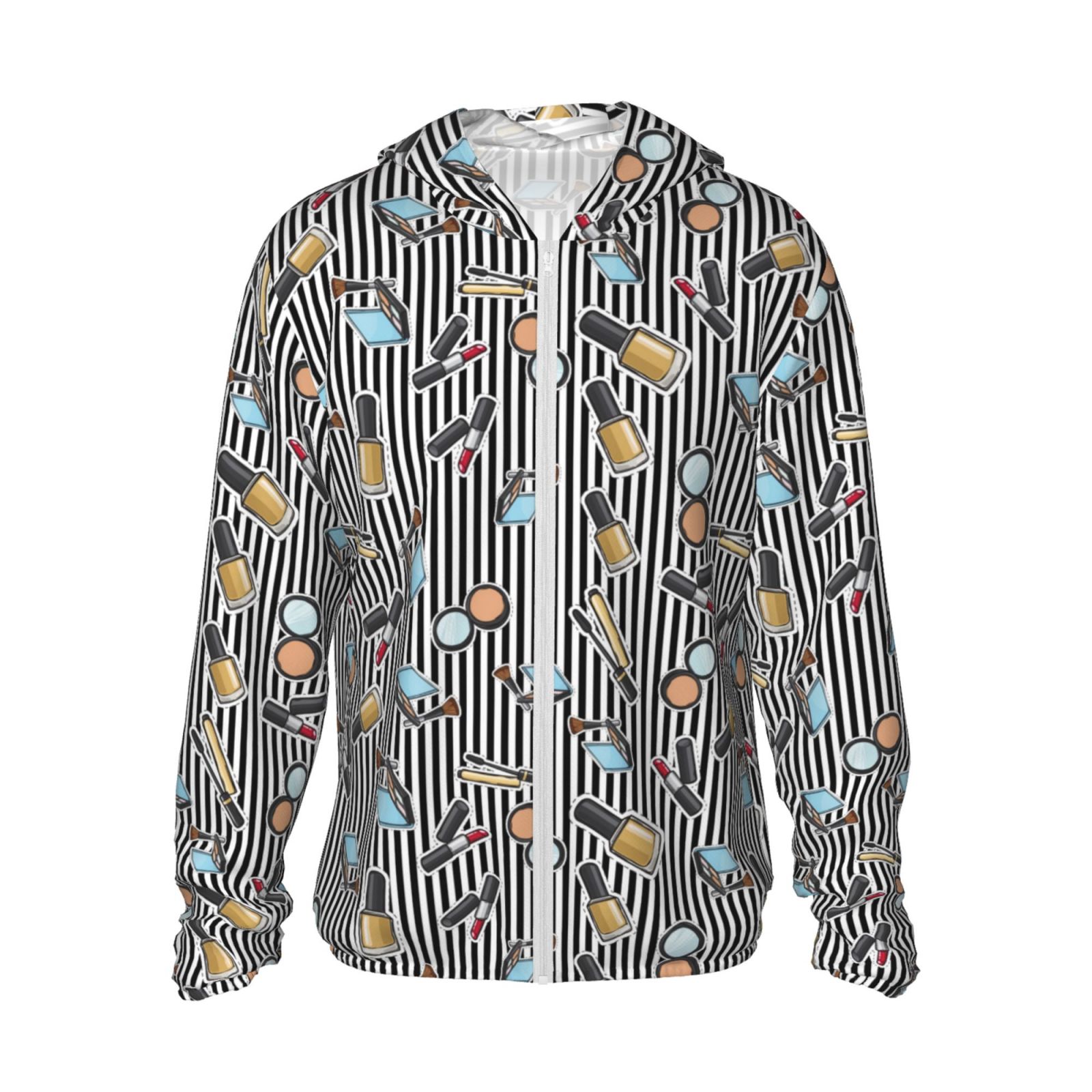 cute makeup Sun Protection Zip Up Hoodie Jacket Lightweight Long Sleeve