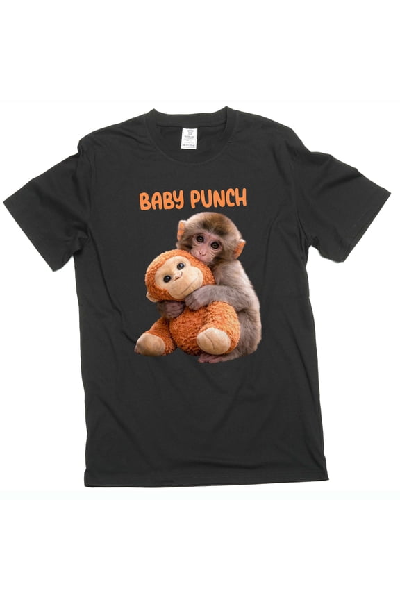 cute monkey vital Japan Zoo baby monkey T-shirt baby punch monkey meme tee shirt (XX-Large Black)
