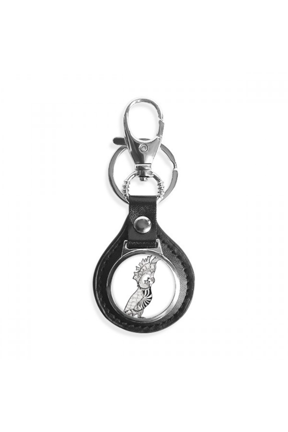cute parrot bird animal portrait sketch key link chain keyholder finder hook metal
