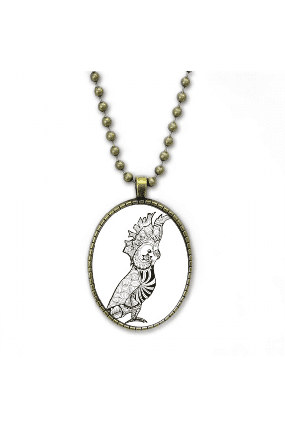 cute parrot bird animal portrait sketch necklace vintage chain bead pendant jewelry collection