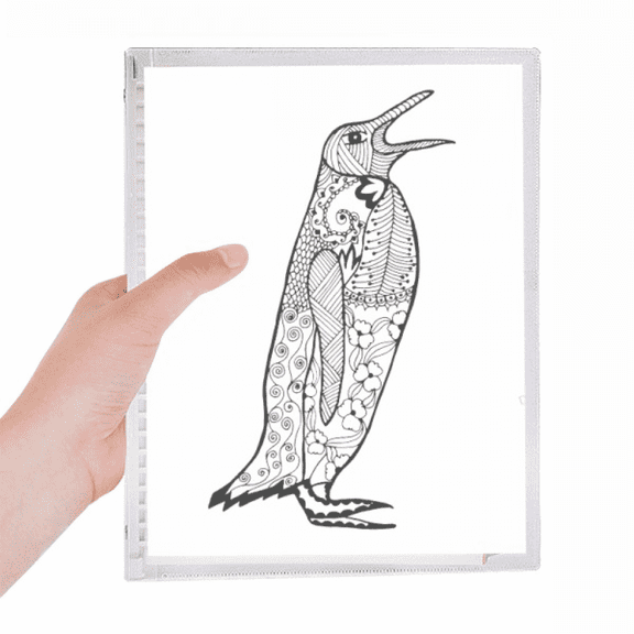 cute penguin animal portrait sketch notebook loose diary refillable journal statiry