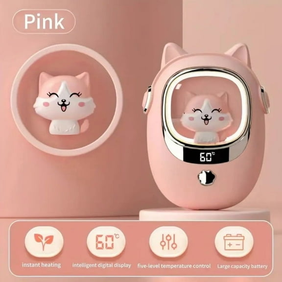 A cute portable USB charging handheld hand warmer, digital display screen, fast charging, 18650 lithium battery 3000mAh mobile power bank, suitable for Christmas, outdoor, hunting, golf, camping, off