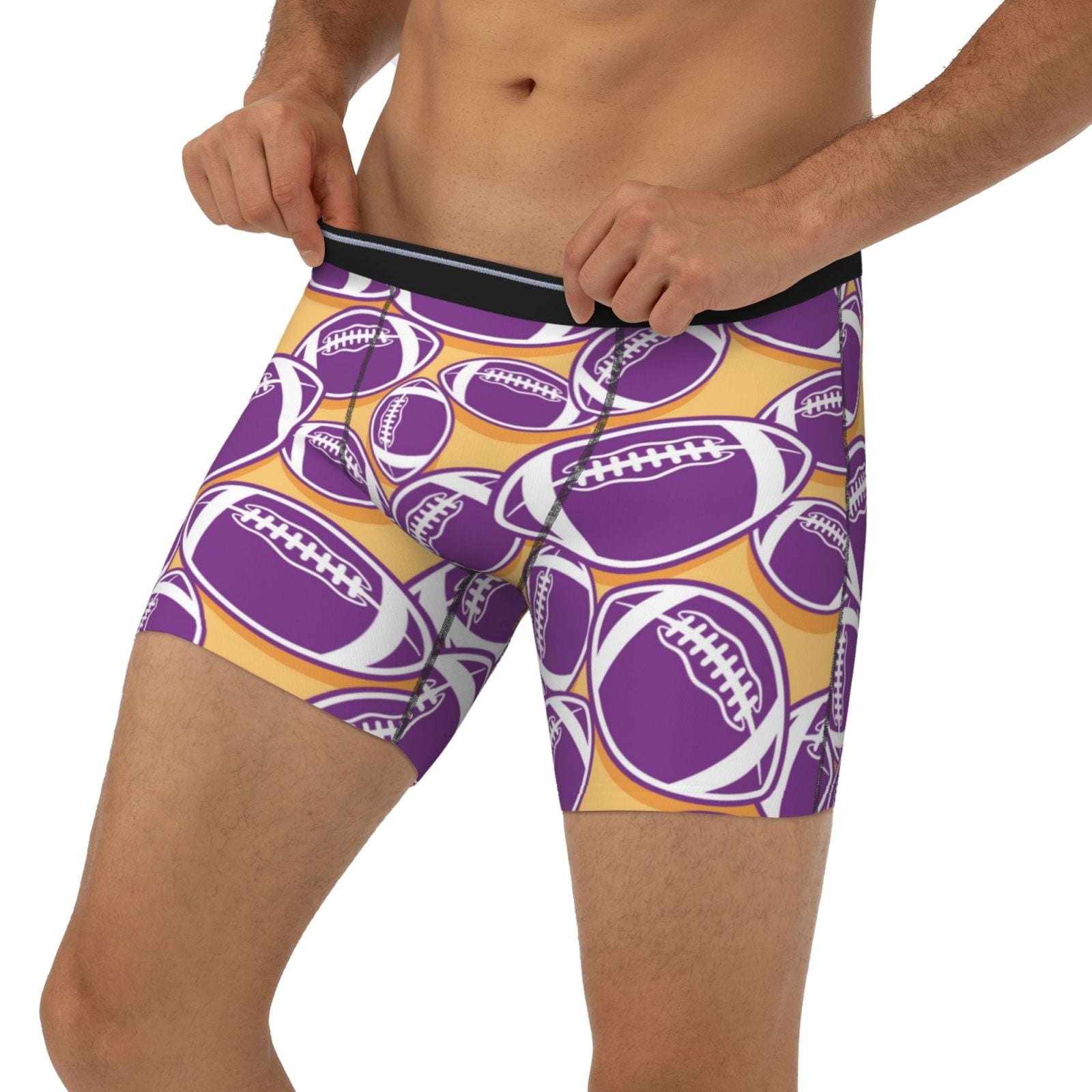 cute purple American football Mens Boxer Briefs, Soft Comfort Underwear