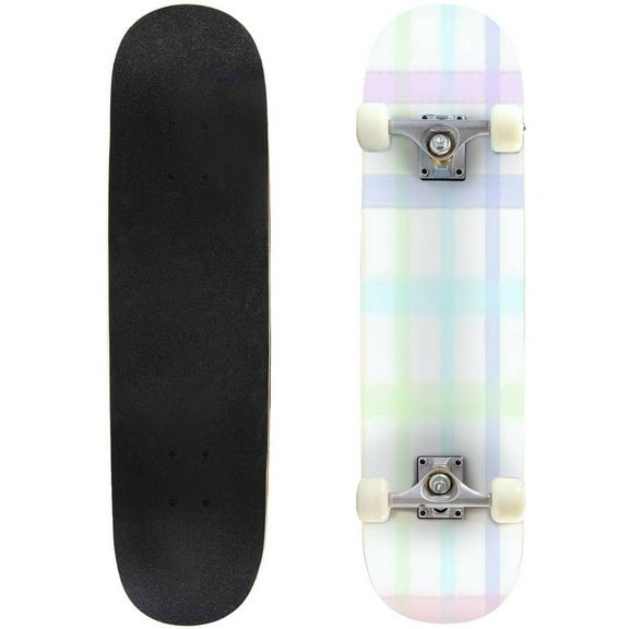 cute rainbow pastel strip or gingham or scotch seamless pattern Outdoor Skateboard Longboards 31"x8" Pro Complete Skate Board Cruiser
