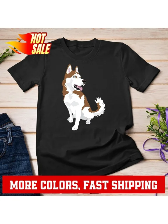 cute red and white Siberian Husky dog T-Shirt Unisex T-shirt