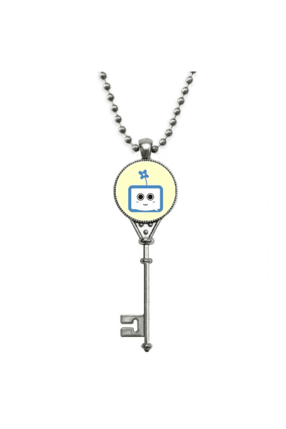 cute small tv original fcartoon pendant vintage necklsilver key jewelry