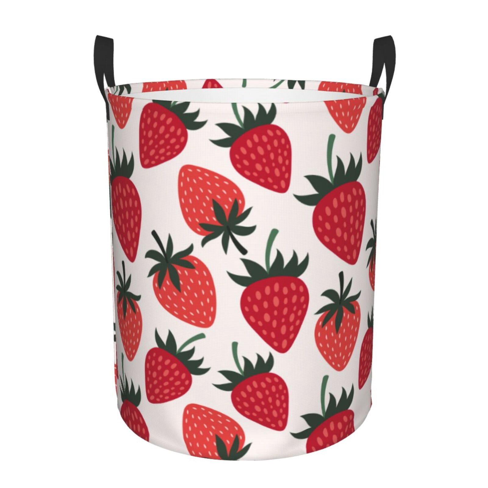 cute strawberries print Round Laundry Basket, Laundry Hamper with ...