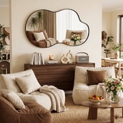 CuteDAY Irregular Wall Mirror 26"x48" Inch Wall Mirrors Decorative Black Modern Asymmetrical Abstract Mirror, Black