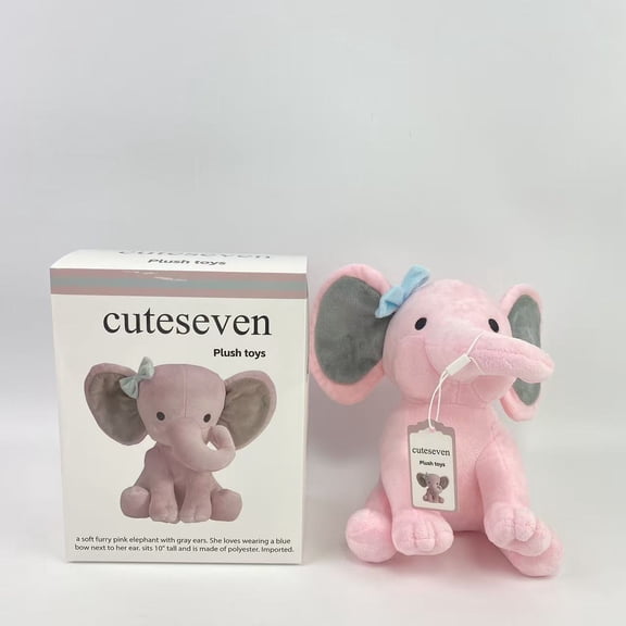 cuteseven Plush toys,  Pink Elephant Plush, 1 Count (Pack of 1)