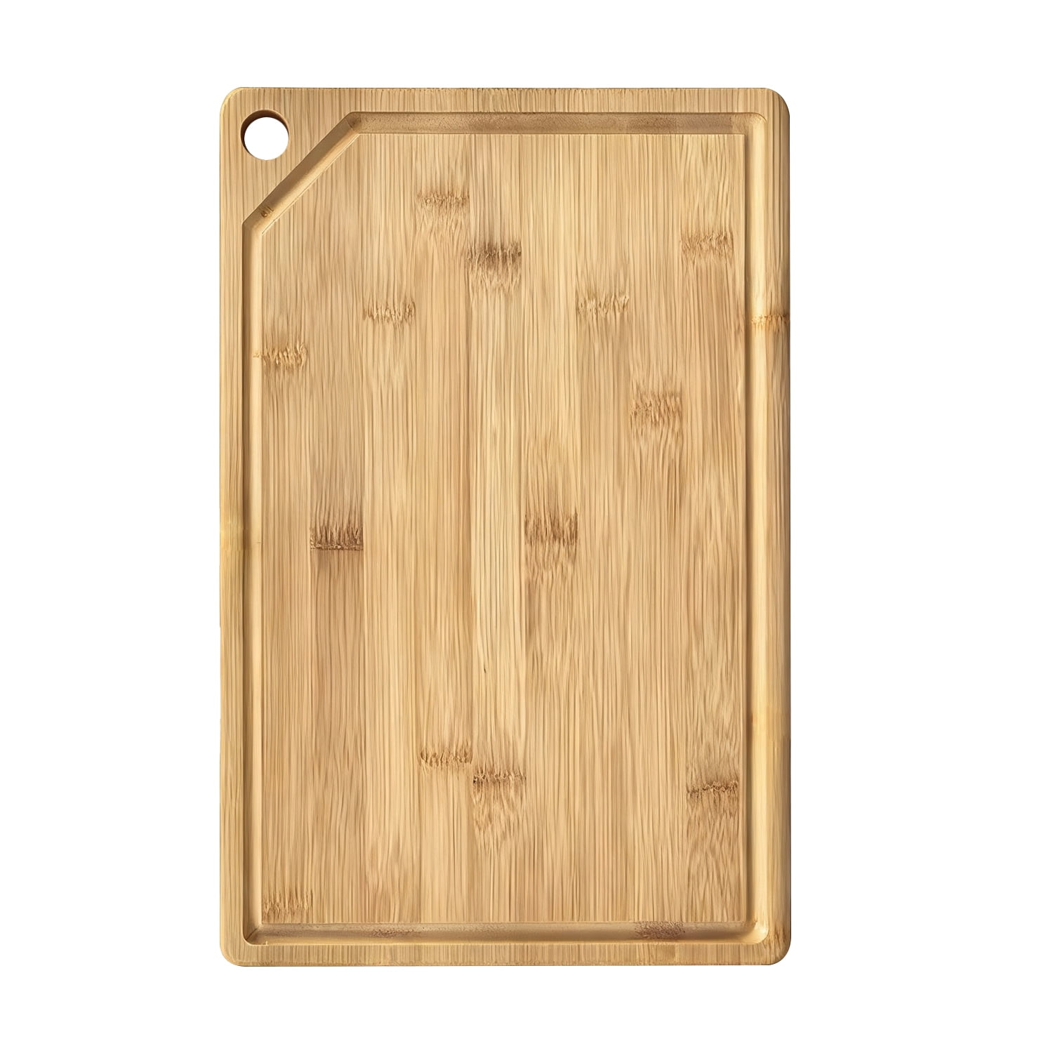 Behome Bamboo Cutting Board for Kitchen, Extra Large Wood Chopping Board with Hanging Hole and Deep Juice Groove, Servin