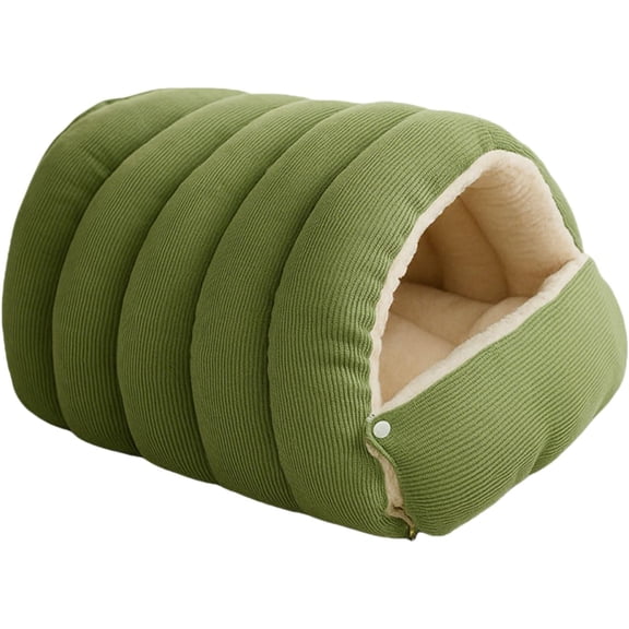 cutypet Winter cave,Cozy Comfort Plush pet cave,Winter cave Bed,Cozy Hideaway pet Bed,Removable and Washable Winter cat cave Bed for Cats and Dogs (Green, L:22.44 * 14.56 * 11.02 in)