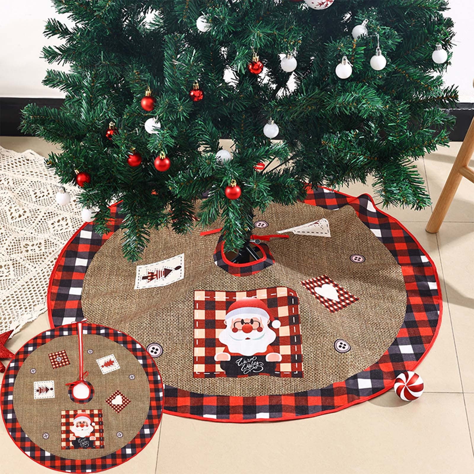 cuyhtdup Christmas Ornaments Christmas Tree Skirt Printed Tree Skirt