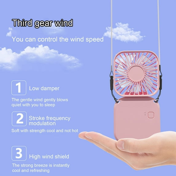cuyhtdup Portable Folding Neck Fan - USB Rechargeable, 3-Speed, 180° Rotation | Compact Handheld & Desktop Cooling | 800mAh Battery, 2-5 Hour Runtime | For Home, Office & Outdoor Use | 3 Colors