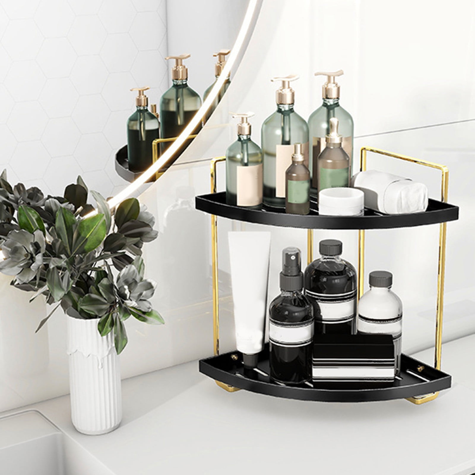 cuyhtdup Rack Corner Bathroom Organizer Countertop 2 Tier Corner Shelf ...