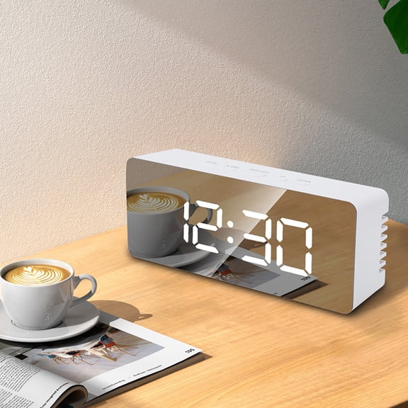 cvlncycling Clearance Alarm Clocks with Large Numbers,Alarm Clock for Kids,Mirror LED Digital Electronic Temperature Snooze Clock,Electronic Desk Clock For Kids Bedroom