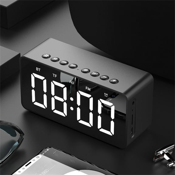 cvlncycling Clearance Digital Alarm Clocks for Bedrooms,Alarm Clock for Kids,3 In 1 Digital Clock With Bluetooth Speaker,Mirror LED Display,Electronic Desk Clock For Kids Bedroom