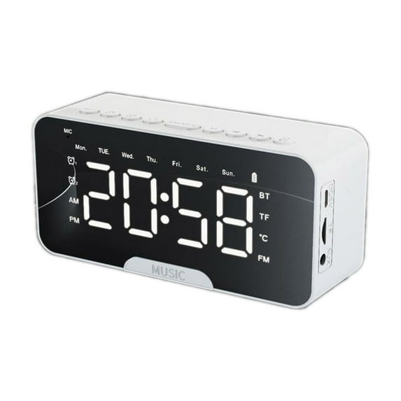 cvlncycling Clearance Digital Alarm Clocks for Bedrooms,Alarm Clock for Kids,Mirror Design With Bluetooth Speaker Alarm Temperature,Electronic Desk Clock For Kids Bedroom