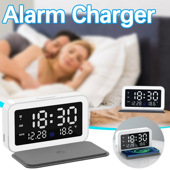 cvlncycling Clearance Digital Alarm Clocks for Bedrooms,Alarm Clocks with Battery Backup,3 In 1 LED Night Light Temperature Alarm Clock ,Electronic Desk Clock For Kids Bedroom