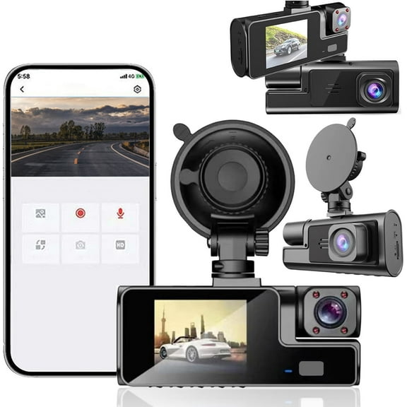 cvlncycling Dash Cam Built-in WiFi GPS Front 2K And Rear 1080P Dash Camera For Cars,155 Wide Angle Dashboard Camera Recorder