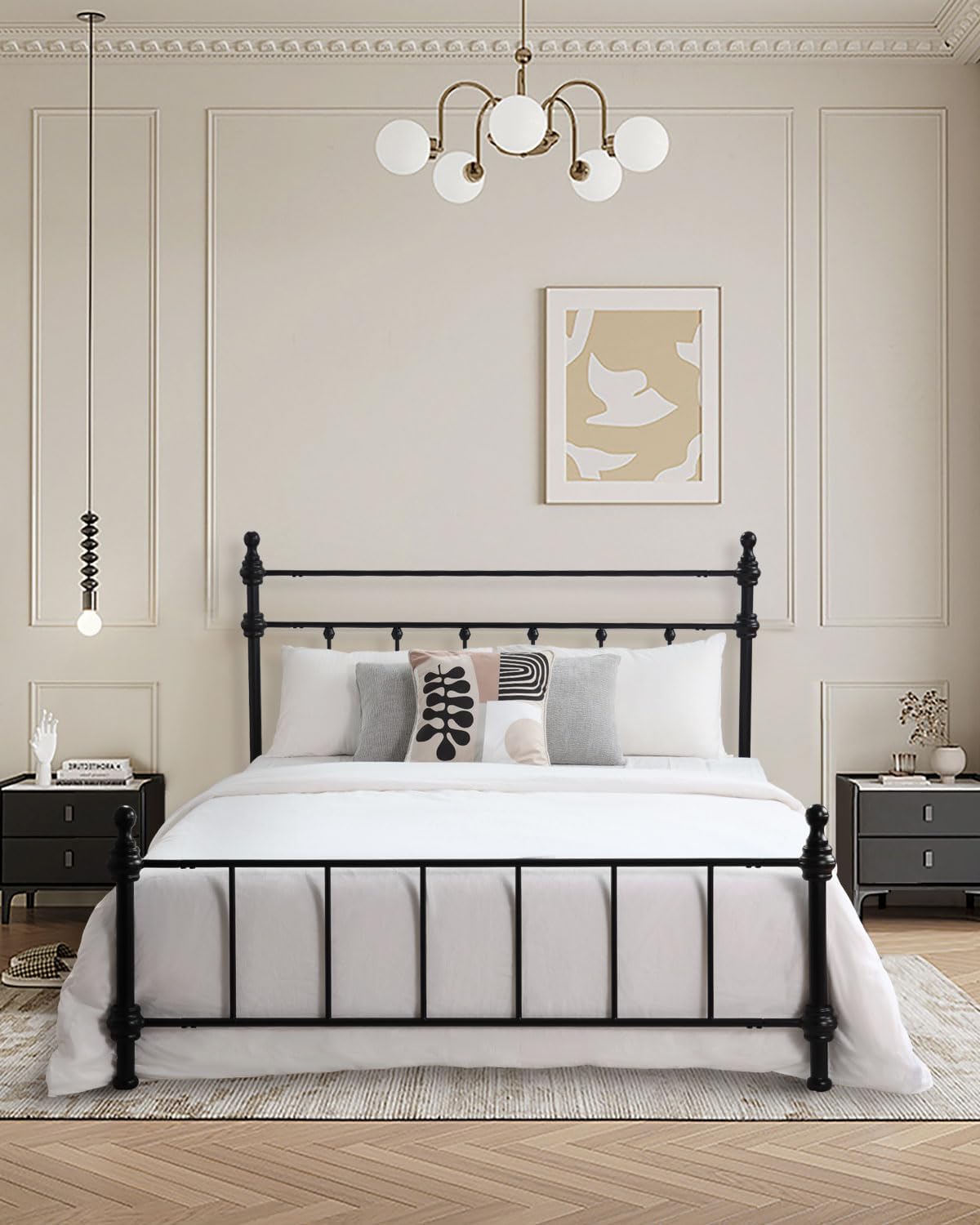 cvtubitdv Metal Platform Bed Frame with Arched Headboard Sturdy Heavy ...