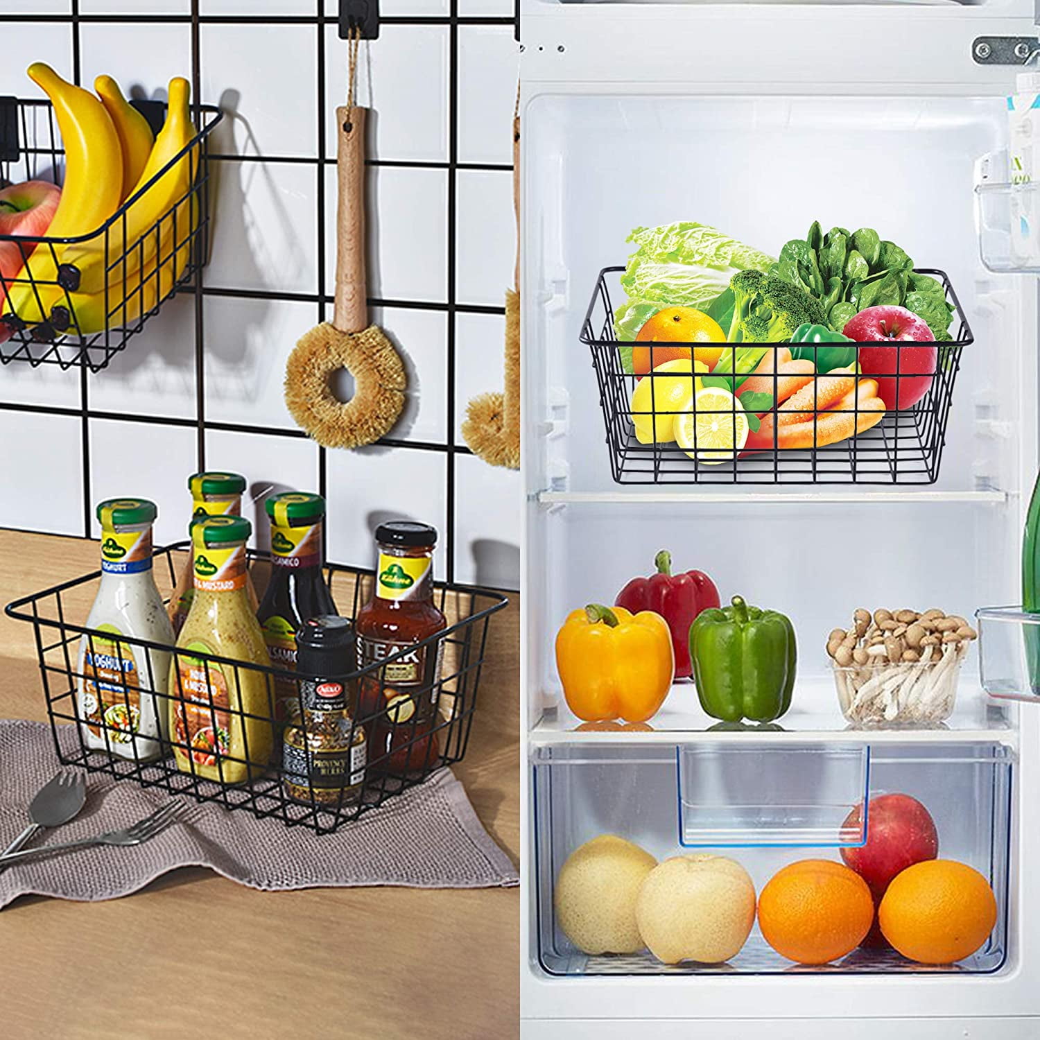 cvtubnuo Pantry Organization and Storage - 4 Pack Large Wire Baskets ...