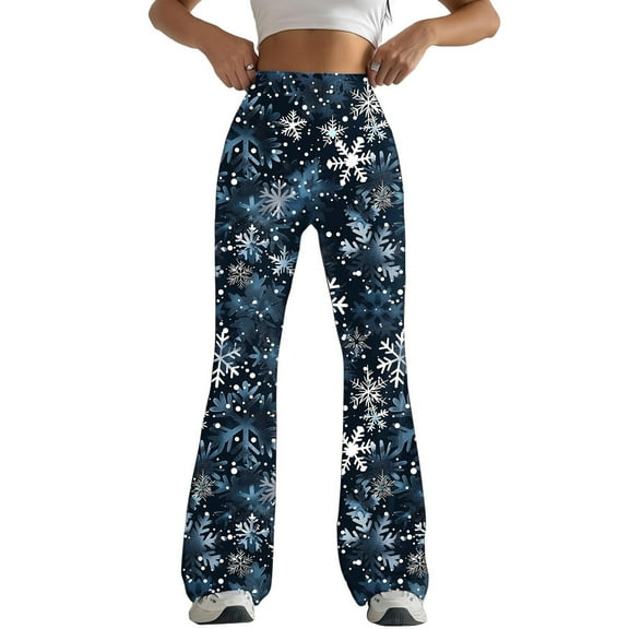 Buigttklop Christmas Flare Yoga Pants for Women Plus Size Bootcut High Waisted Buttery Soft Leggings Wide Leg Workout Sweatpants