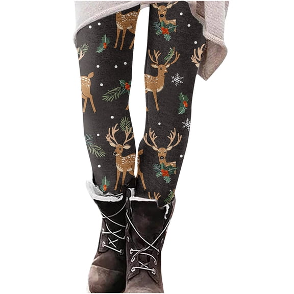 Buigttklop Christmas Leggings for Women High Waisted Workout Pants Tummy Control Santa Claus Print Holiday Legging Tights