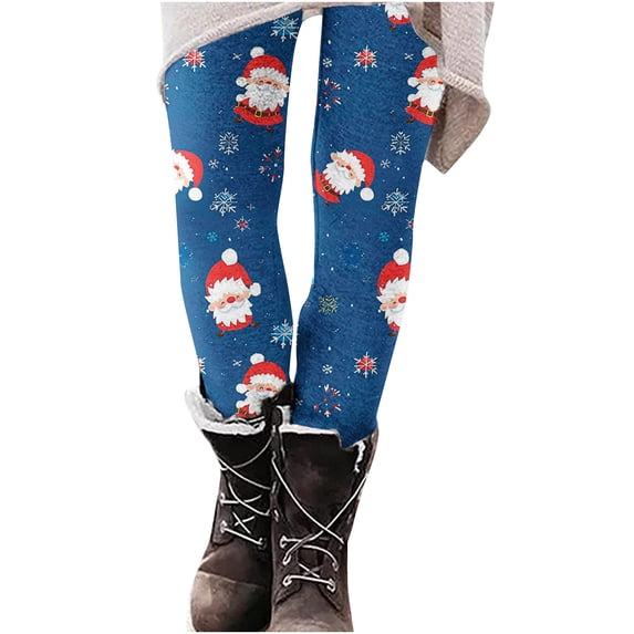 Buigttklop Christmas Leggings for Women High Waisted Workout Pants Tummy Control Santa Claus Print Holiday Legging Tights