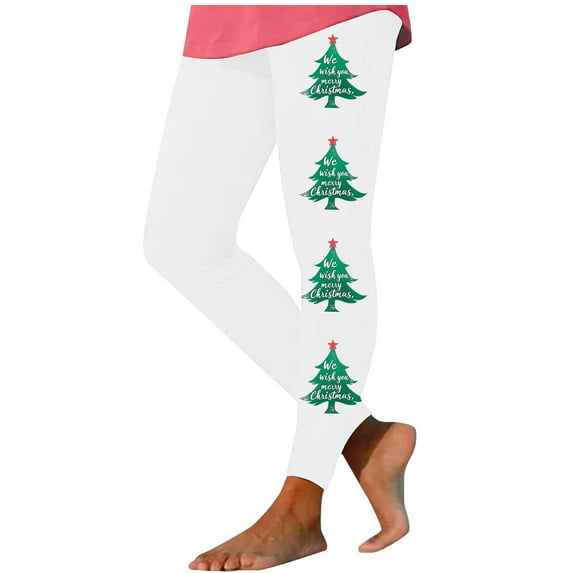 Buigttklop Christmas Leggings for Women Plus Size Buttery Soft Stretchy Pants 80S High Waist Ankle Length Leggings Printed Skinny Tights
