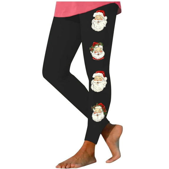 Buigttklop Christmas Leggings for Women Plus Size Buttery Soft Stretchy Pants 80S High Waist Ankle Length Leggings Printed Skinny Tights