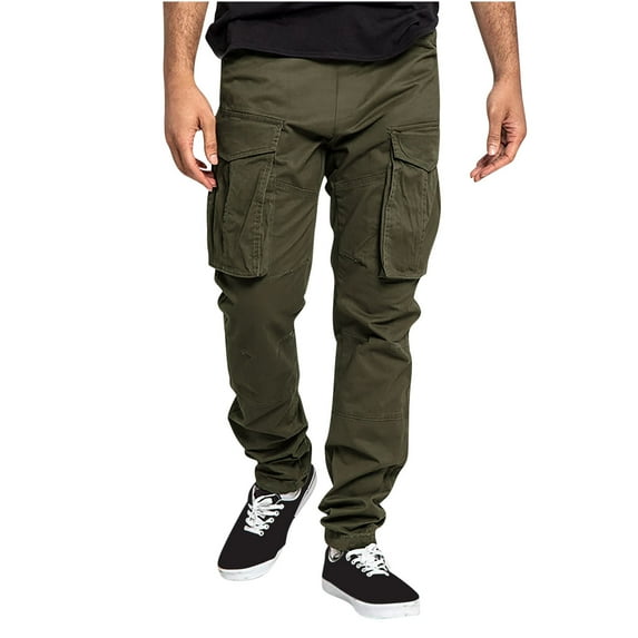 Buigttklop Men'S Pants,Casual Men'S Wide Leg Pants Cargo Pocket Lace-Up Casual Sweatpants Full Length Pants