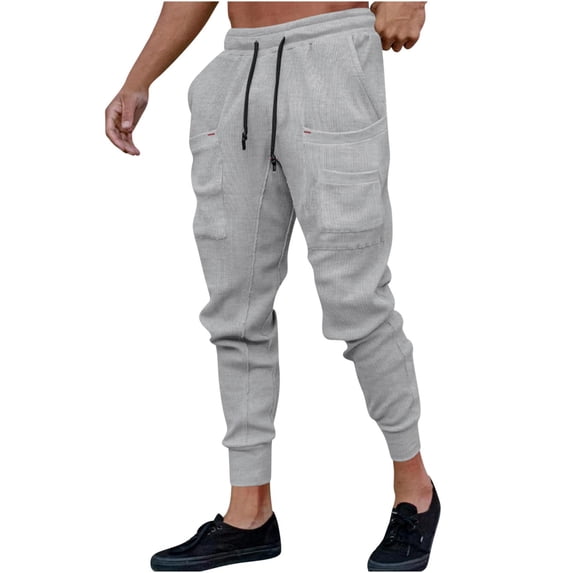 cyber and Monday Deals BUIgtTklOP No Boundaries Men's Pants Clearance,Men's Solid Color Sport Loose Pleated Small Legs Lace-up Solid Color Full Length Pants