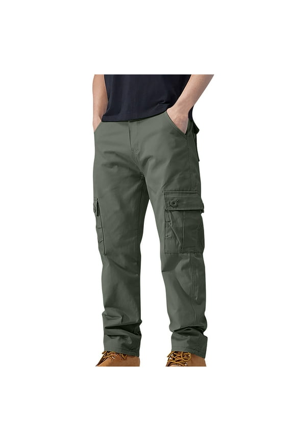 Men'S Pants,Men'S Trousers Pants Cotton Solid Color Multi-Pocketcargo Pants Work Pants Casual Cargo Pants Straight-Leg Pants Denim Trousers