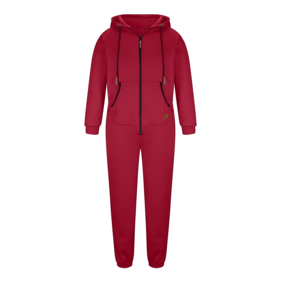 Buigttklop Men'S Pants,Overalls Hooded Zip Drawstring Pocket Hoodie Solid Color Long Sleeve Trousers Jumpsuit