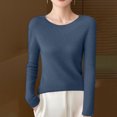 thumbnail image 1 of Buigttklop Women'S Knit Pullover Sweater Slim Fit Long Sleeve Crewneck Lightweight Casual Basic Soft Solid Color Knitted Top, 1 of 5