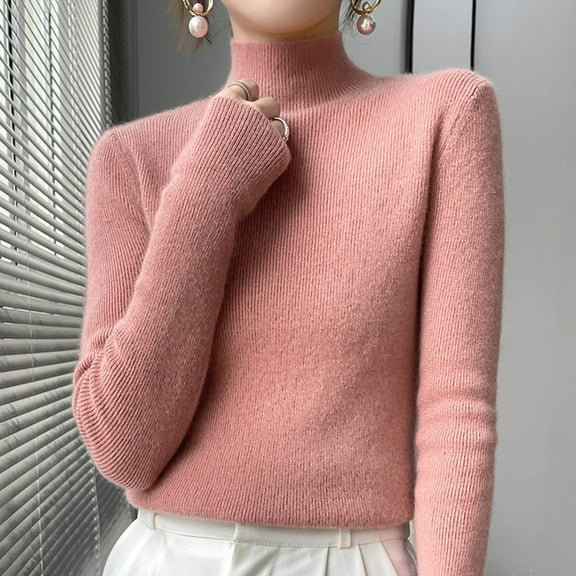 BUIgtTklOP Women's Sweater Crewneck Long Sleeved Strip Pullover Fall Winter Warm Knitted Tops