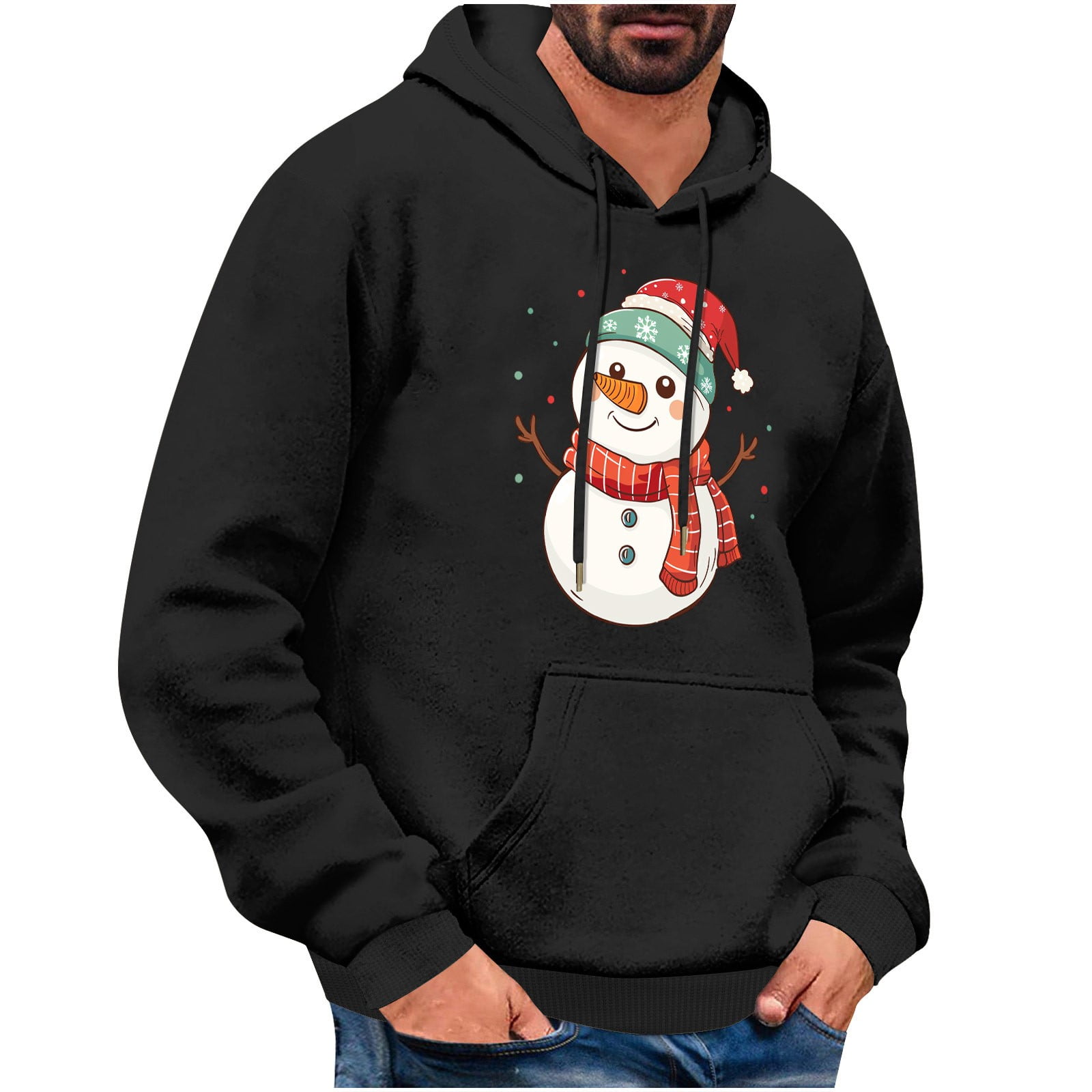 cyber and Monday Deals BUIgtTklOP No Boundaries Graphic Christmas Hoodies Y2K Men Santa Print Long Sleeve Sweatshirts Comfy Drawstring Winter Clothes With Pockets Walmart