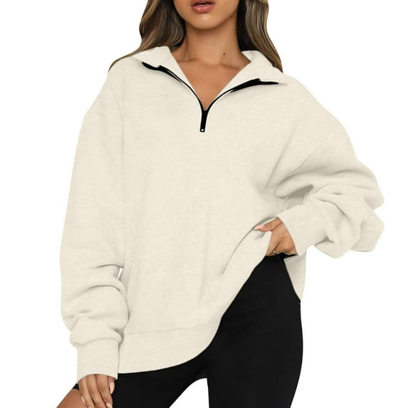 cyber and Monday Deals Clearance under 10$ Long Sleeve Shirts For Women Clearance Plus Size Women Casual Solid Color Lapel Neck Long Sleeve Loose T-Shirt Blouse Pullover Tops Beige