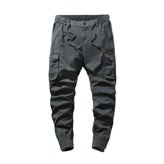 Buigttklop Men'S Pants,Men Solid Casual Elastic Waist with Pocket Trousers Sport Pants