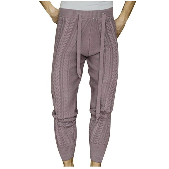 Buigttklop Men'S Pants,Men'S Elastic Waist Lace-Up Knit Leg Casual Sportive Sweatpants and Trousers