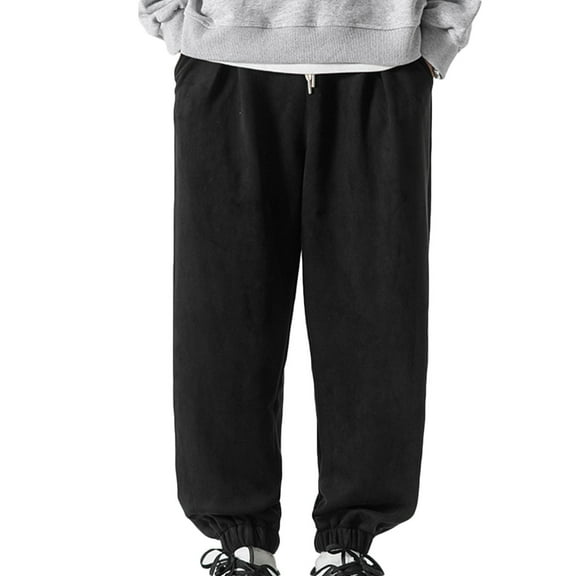 Buigttklop Men'S Pants,Men'S Elasticated Waist Lace-Up Pocket Strap Leg Sweatpants and Pants