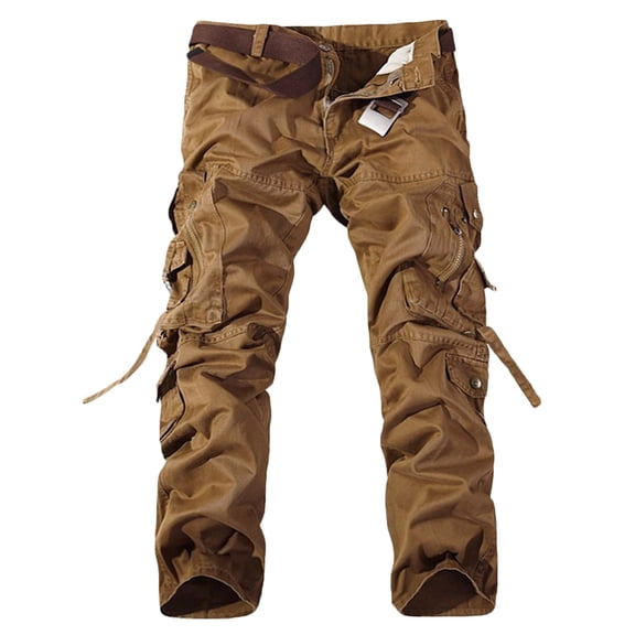 Buigttklop Men'S Pants,Men'S Solid Multi-Pocket Washed Overalls Outdoor Casual Pants Trousers