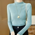 thumbnail image 1 of Buigttklop Womens Long Sleeve Shirts Turtleneck Ribbed Top Ruffles Mock Neck Basic Layering Tops, 1 of 5
