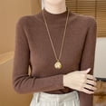 thumbnail image 1 of Buigttklop Womens Long Sleeve Shirts Turtleneck Ribbed Top Ruffles Mock Neck Basic Layering Tops, 1 of 5