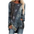 thumbnail image 1 of cyber and Monday Deals Clearance under 10$ BUIgtTklOP Women's Printed T-shirt Long Sleeves Blouse Round Neck Casual Tops Sweatshirt, 1 of 4
